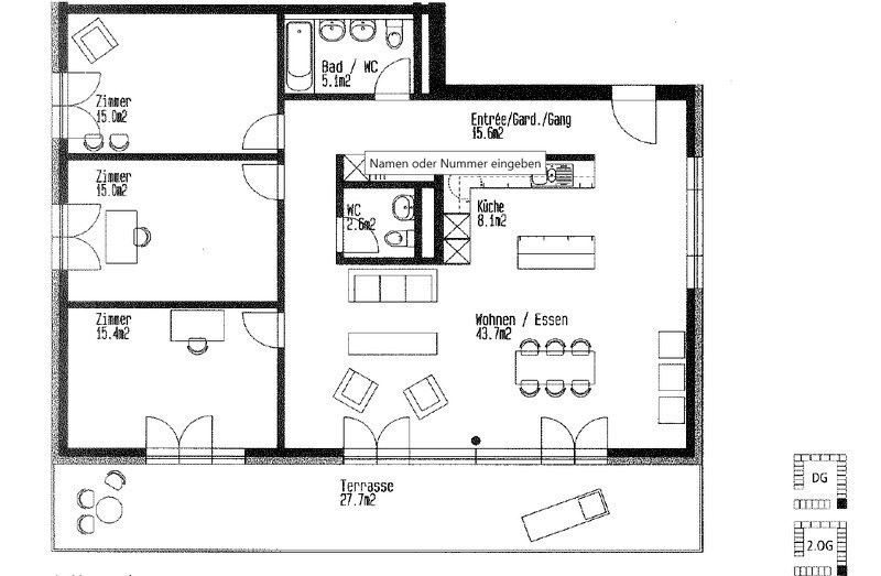 3 ½ rooms furnished flat