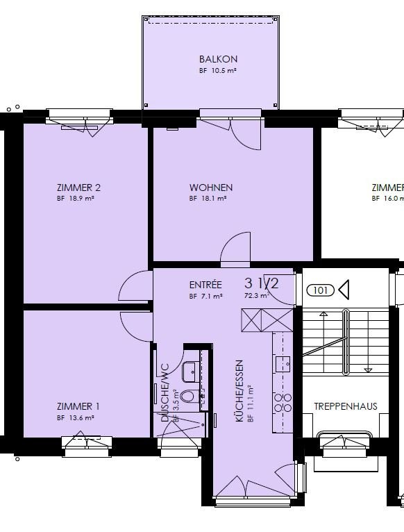 3 rooms apartment