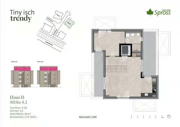 2 ½ rooms attic flat