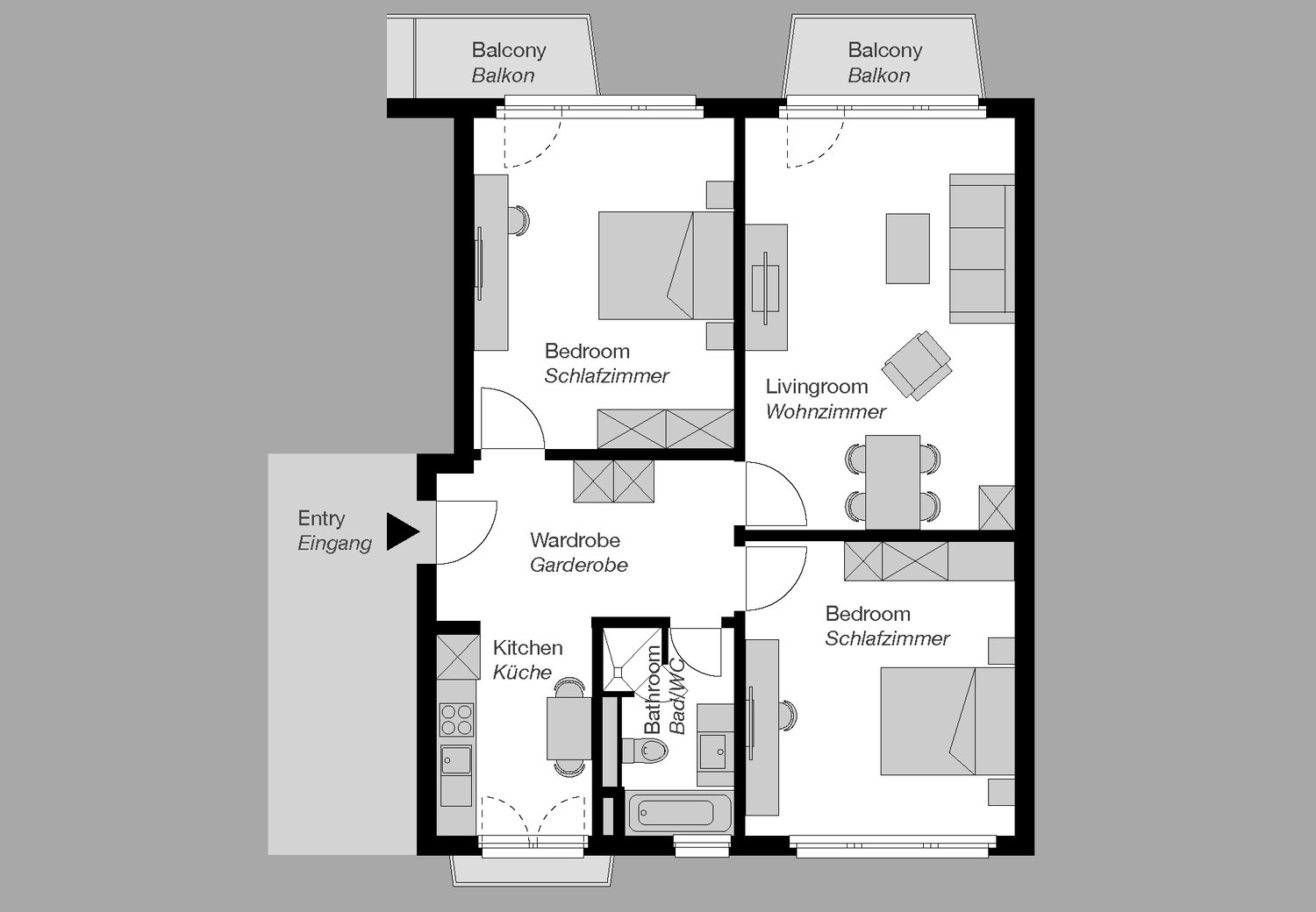 3 ½ rooms furnished flat