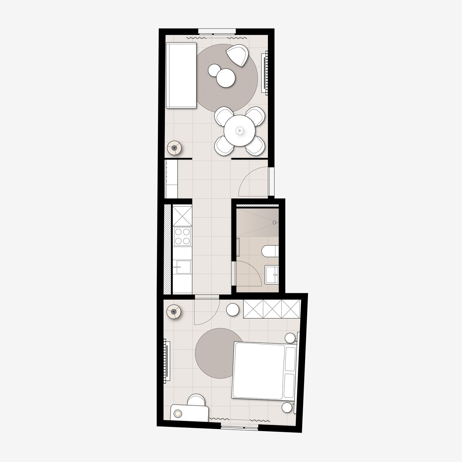 2 rooms furnished flat