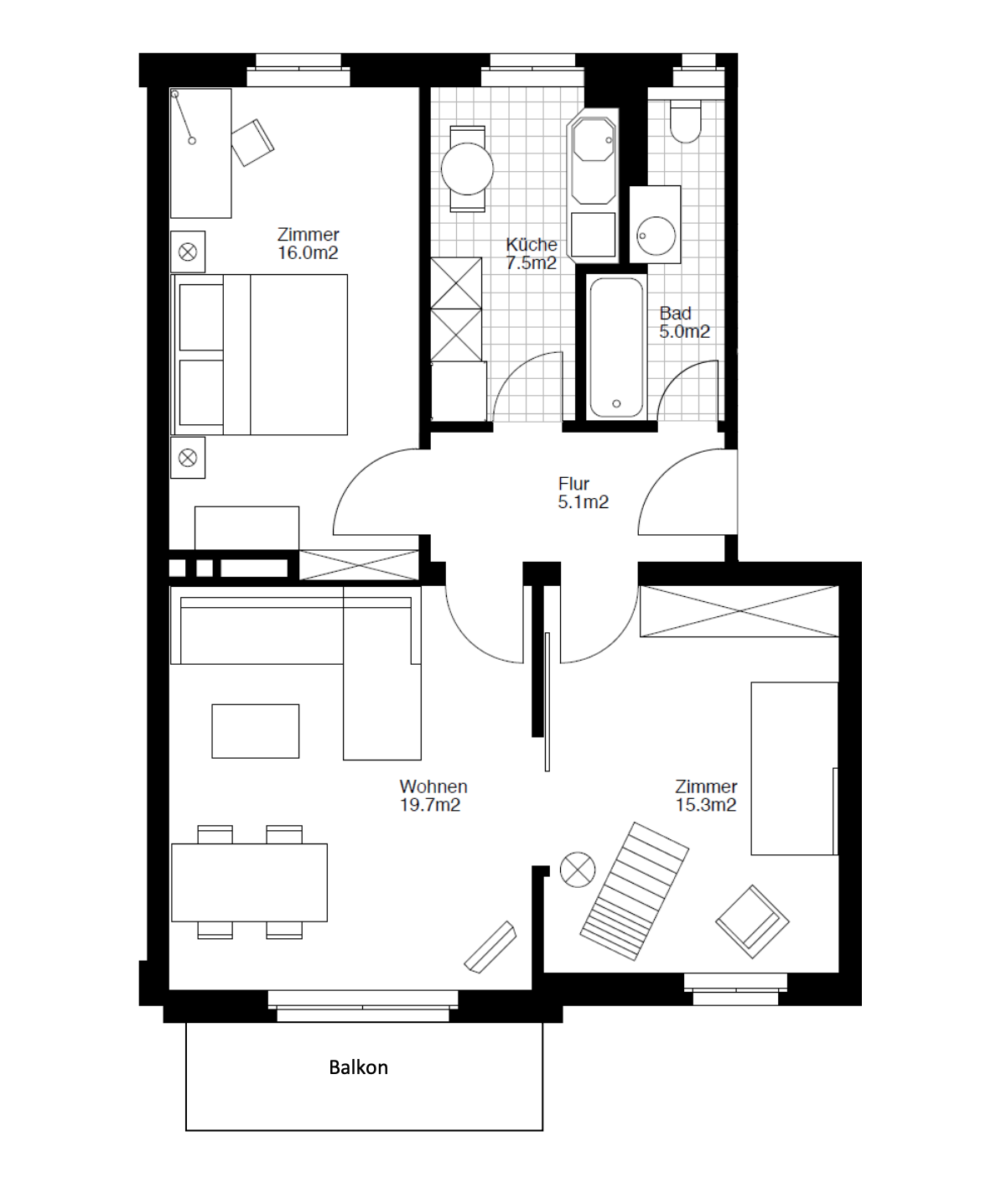 3 rooms apartment