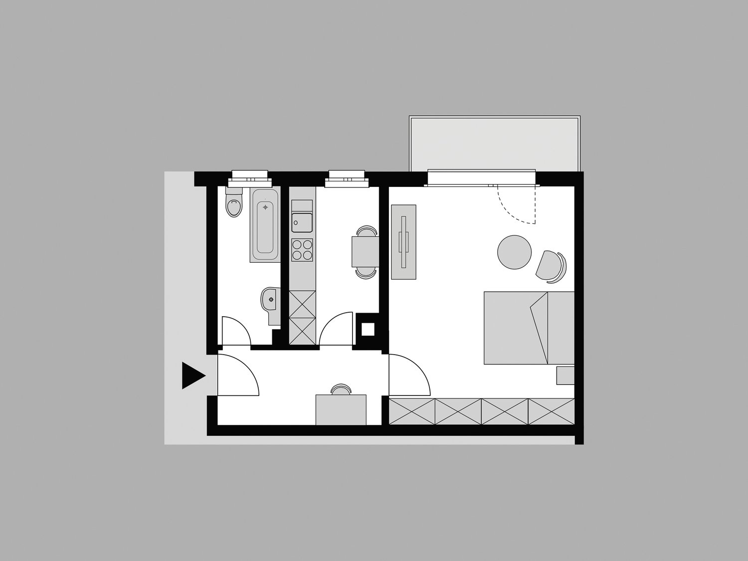 1 ½-Zimmer-Wohnung möbliert
