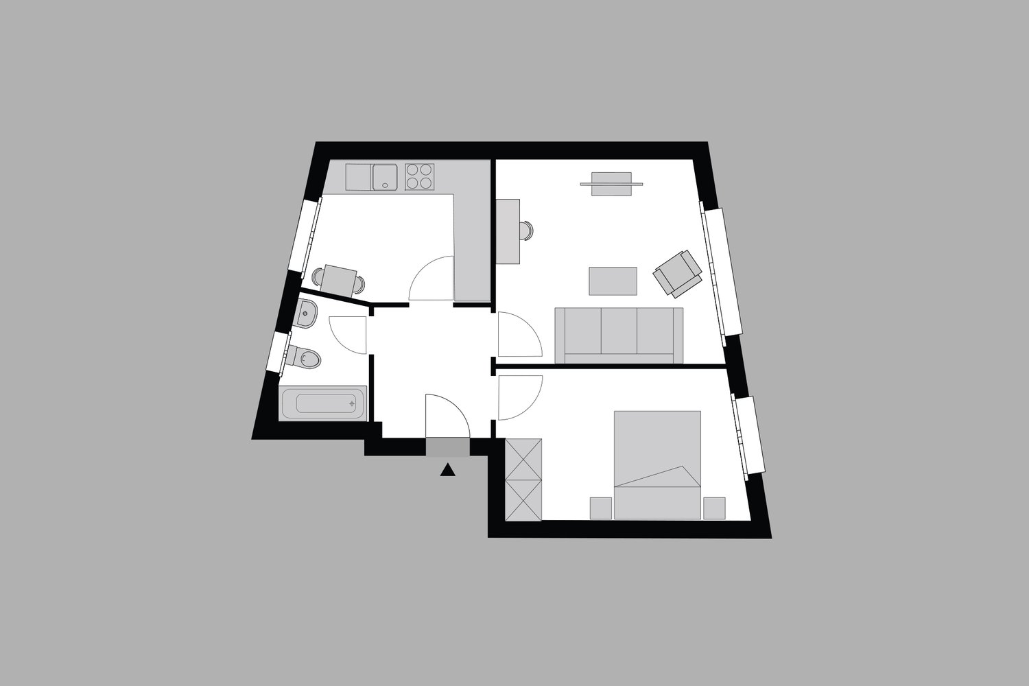 2 camere appartamento arredato