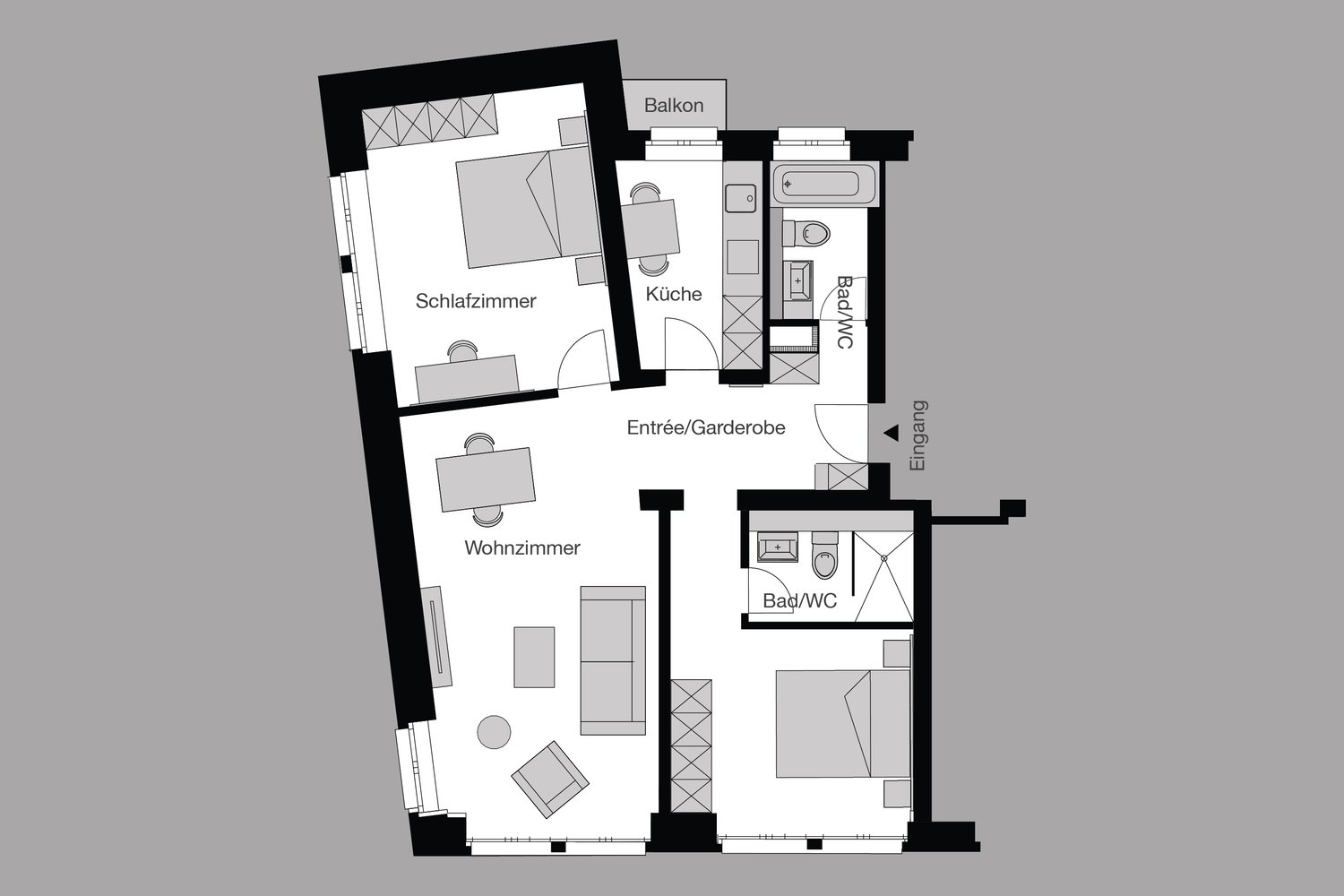 3 ½ rooms furnished flat