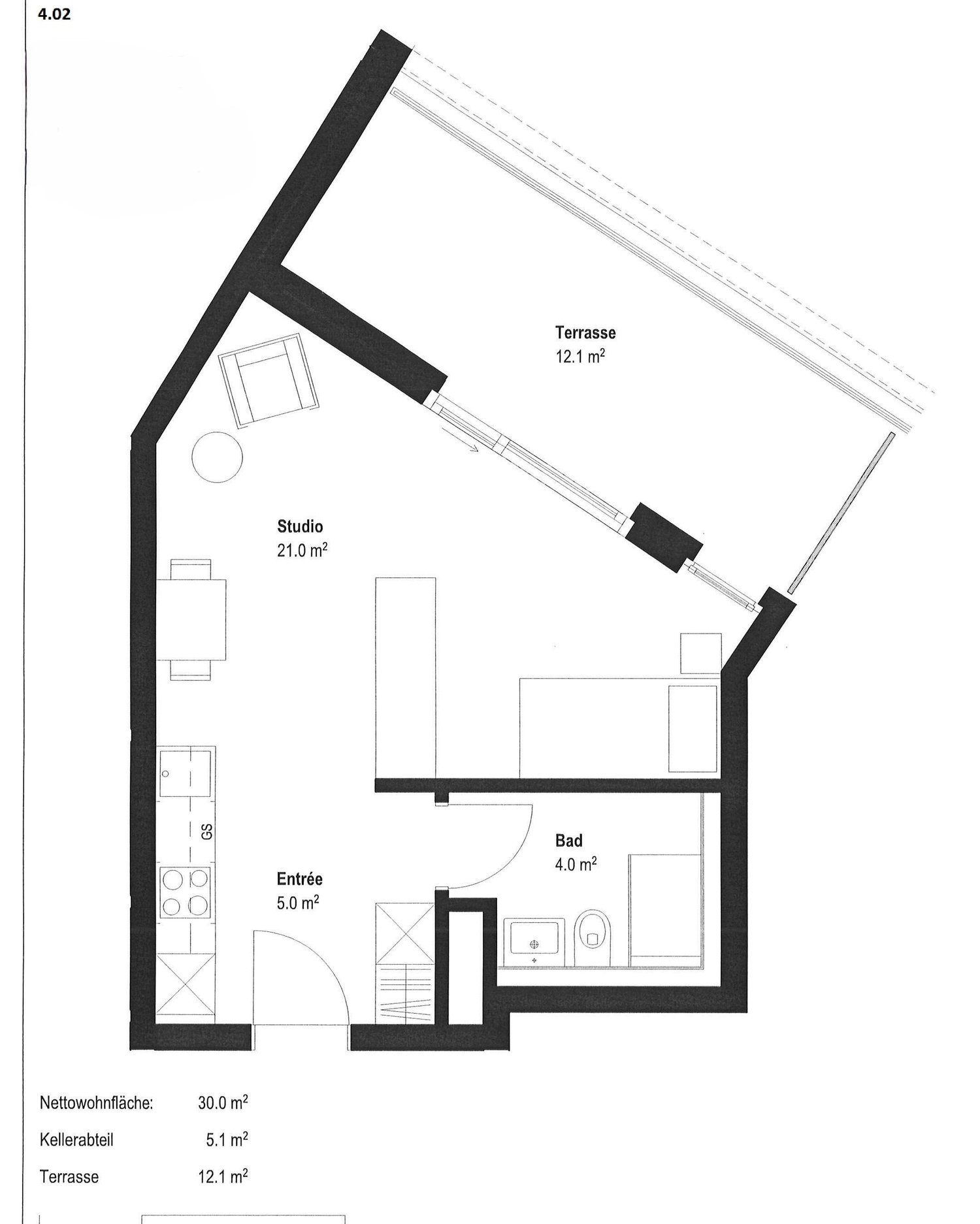 1 room attic flat